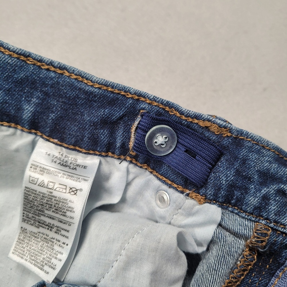 Old Navy Kids Boot Cut Built In Flex Blue Jeans 14 Plus Medium Wash Denim - Picture 8 of 12